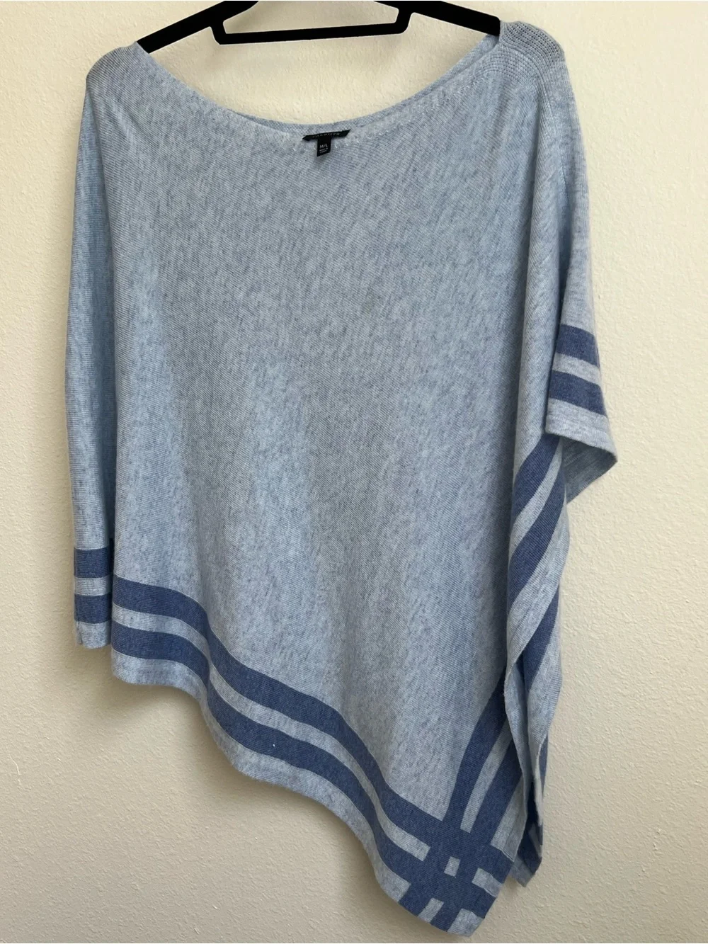 Talbots Light Blue Striped Knit Poncho